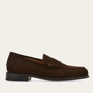 SALVATORE FERRAGAMO Lanzarote Suede Penny Loafers, dark brown
